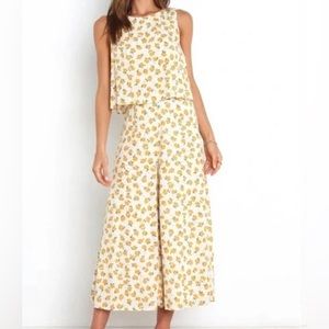 MVN The Label Floral Riley Jumpsuit Yellow Romper XS Size 2